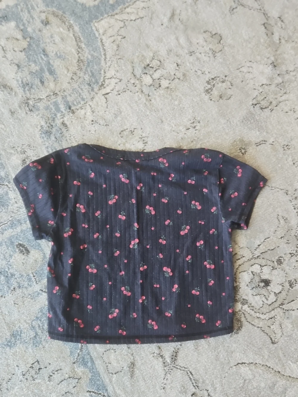 T2love Kids Short Sleeve Cherry Print Top - Navy